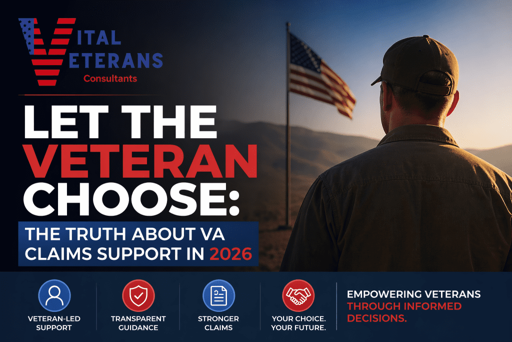 Veteran benefits consulting and VA claim assistance support in 2026 with veteran reviewing options for VA disability help